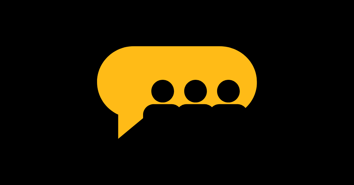 Having a good conversation with anyone as shown by a text bubble with multiple people in it.