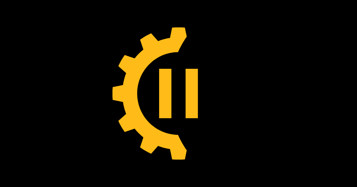 A gear with a pause symbol showing how to unwind after work.