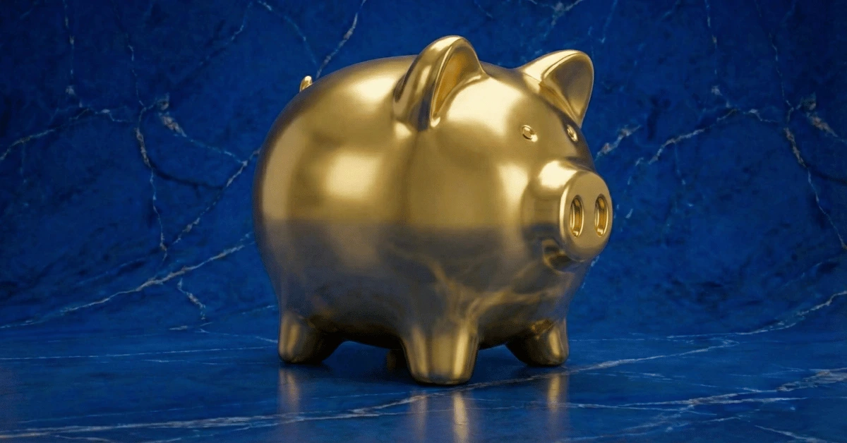 A golden piggy bank to represent how you can save more money each month.