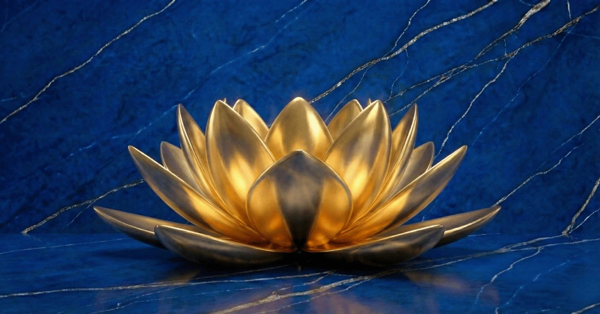 Golden lotus representing mindfulness.