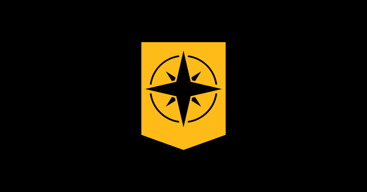 Shield with a compass symbol to symbolize how good self esteem can help you through difficult situations.