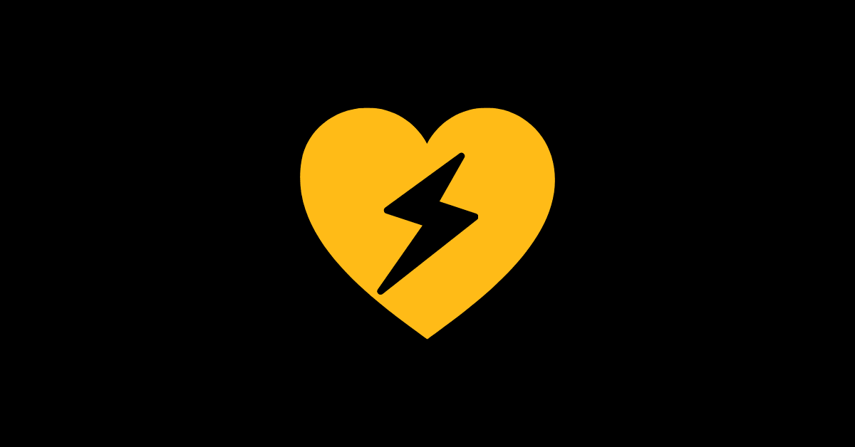 Positive affirmations against anxiety symbolized through a heart and thunder symbol.