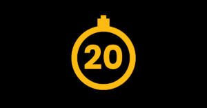 The 20-Second Rule represented by a golden stopwatch with a 20 second countdown.