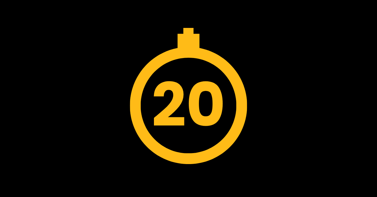 The 20-Second Rule represented by a golden stopwatch with a 20 second countdown.