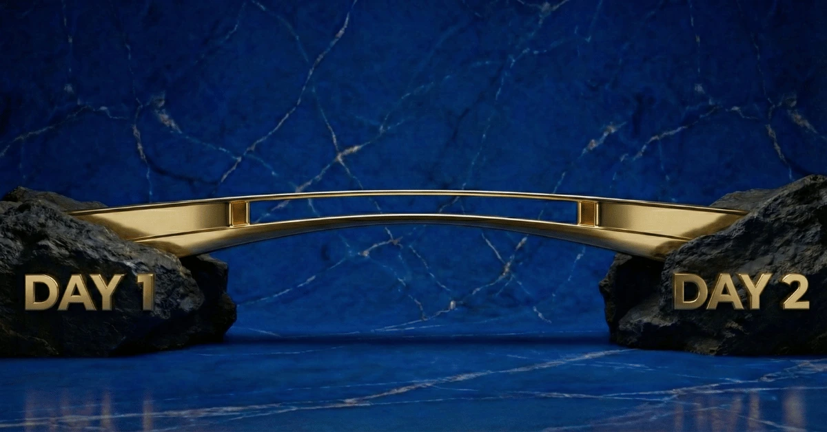 The hemingway bridge creating a connection between the work on two days.