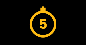 The five minute rule represented by a golden stopwatch with 5 minutes.