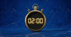The two minute rule symbolized by a golden stopwatch with 2 minutes.