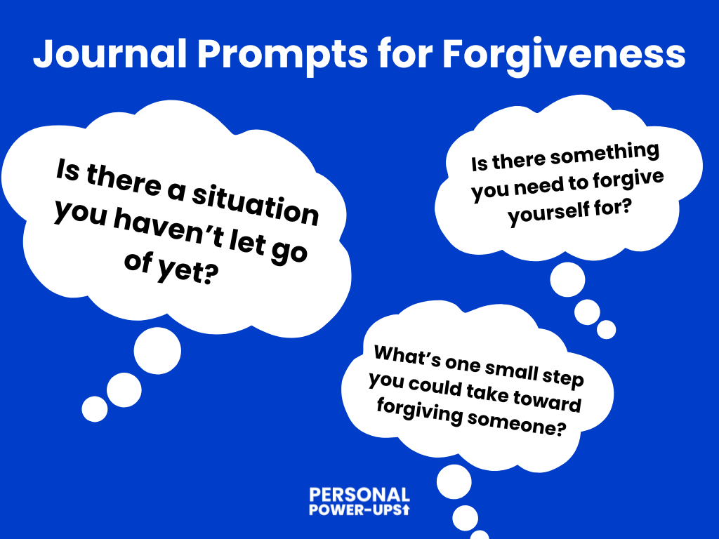 Example of three forgiveness journaling prompts.