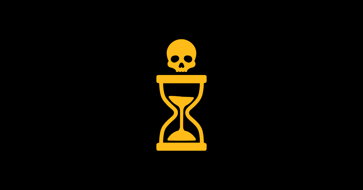 Golden hourglass with a skull at the top symbolizing the doom of inaction method to stop procrastination.