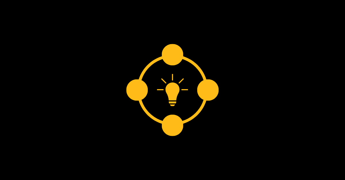 The Feynman Technique symbolized by four dots connected with each other and a lightbulb in the middle.