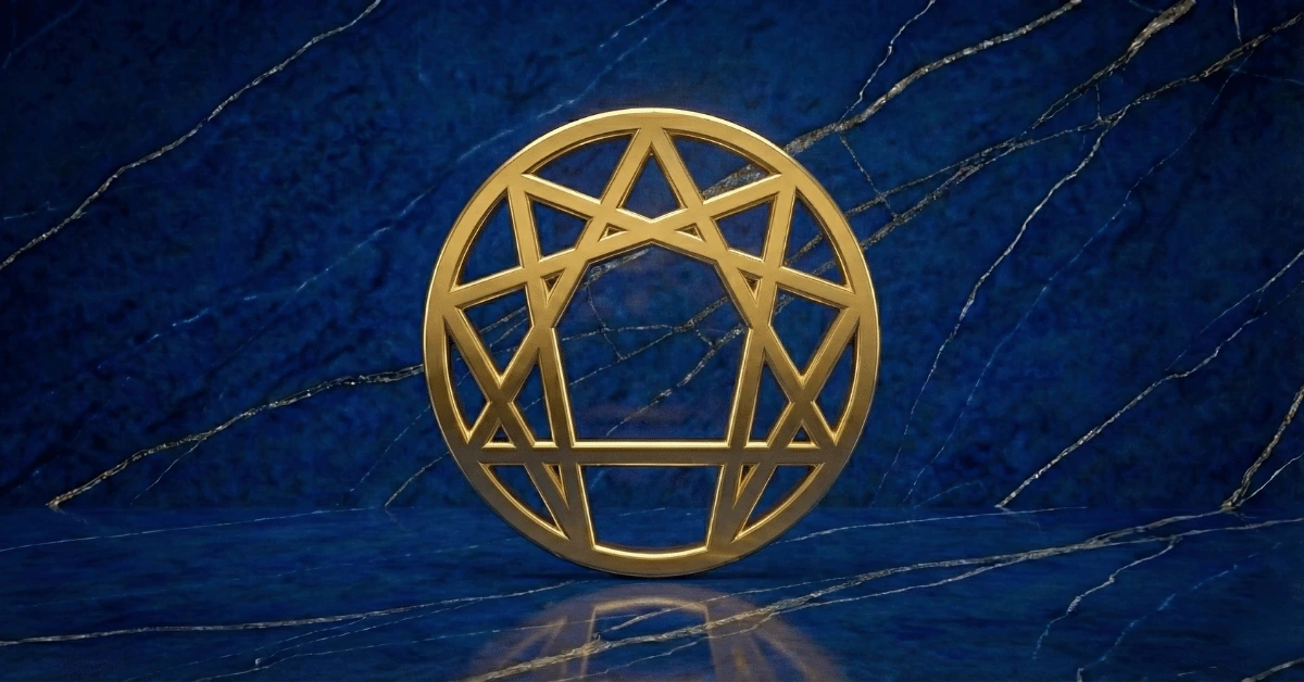 A golden enneagram.