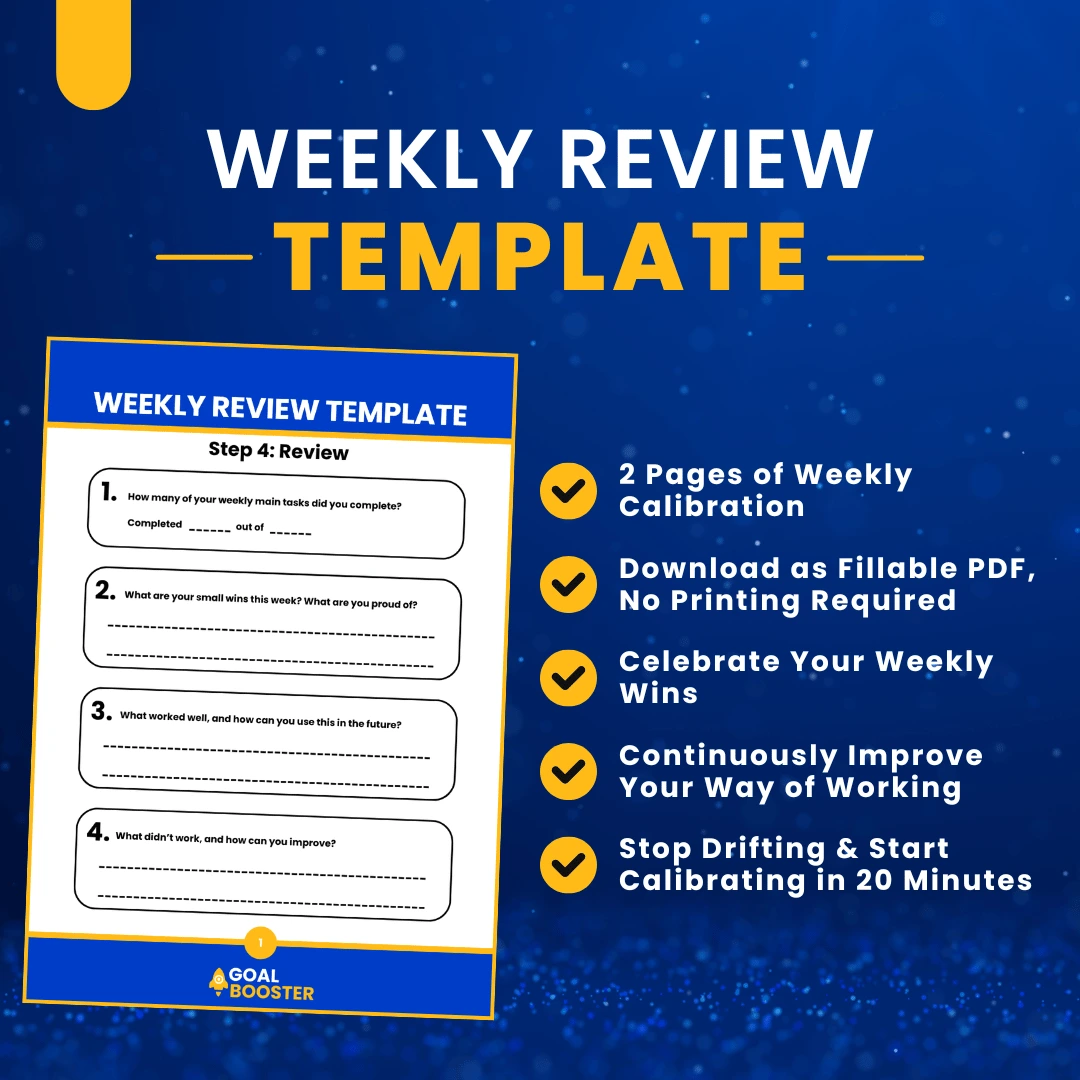 Overview of the Weekly Review Template as part of Goal Booster.